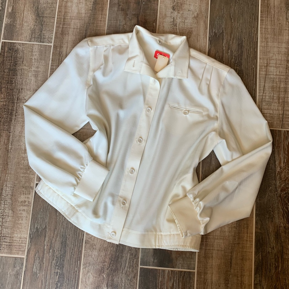 ✨ NWT Vintage 70’s Cream Light Jacket Button Down - Picture 3 of 11